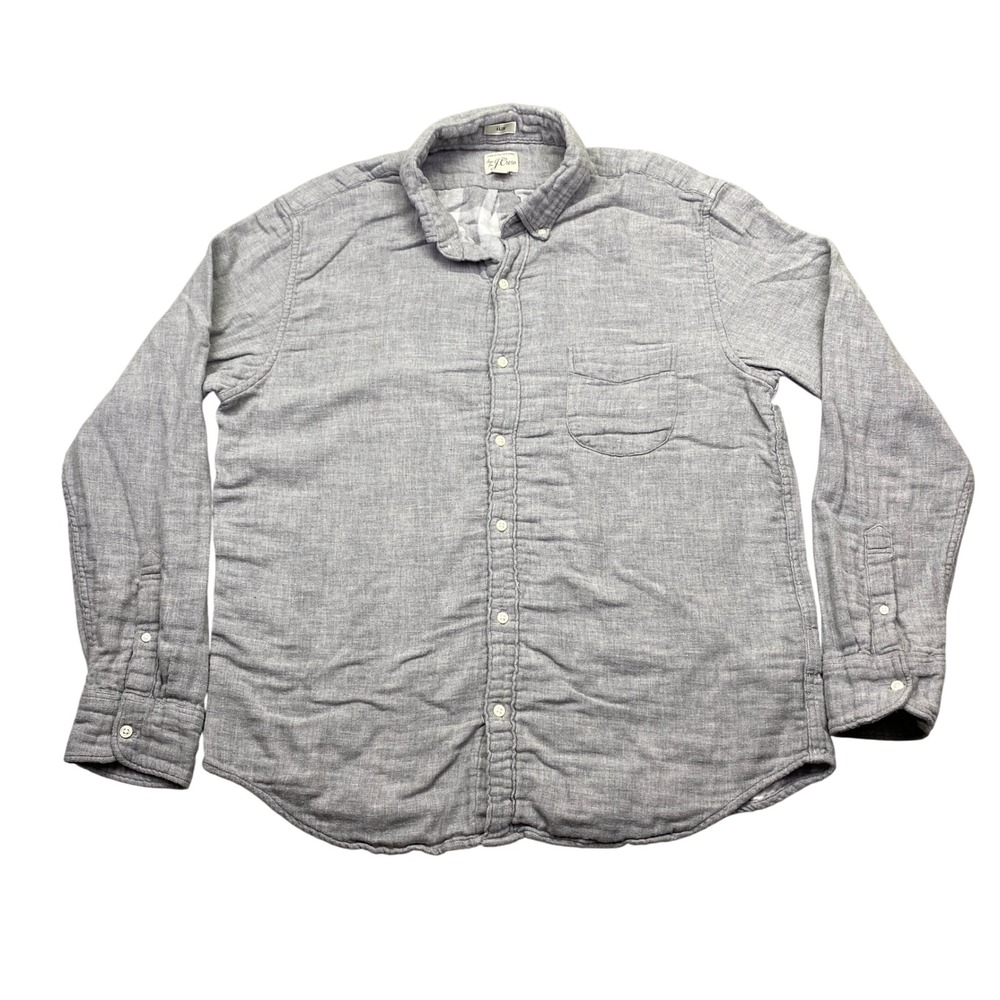 J Crew Slim Fit Button Down Shirt Gray Cotton Long Sleeve Mens XL Preppy‎ Retro